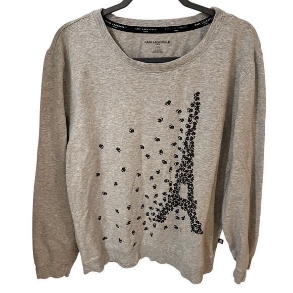 Karl Lagerfeld Eiffel Tower Graphic Women's Sweatshirt Gray Black, size L - Picture 2 of 7